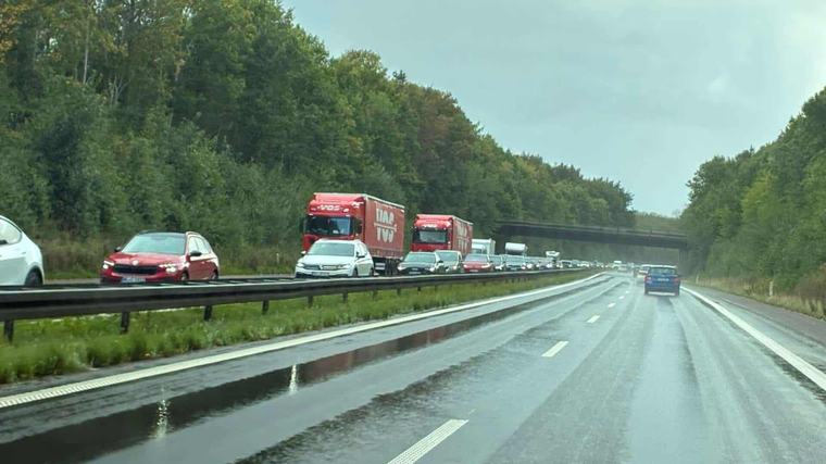 Haderslev Uheld skabte lang kø på motorvejen